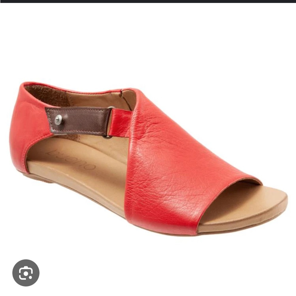 Bueno Red Sandals Asymmetrical Design